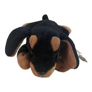 Ty Beanie Babies Doby Black Brown Dog 1996 *RARE, FACTORY ERRORS* Retired, Baby